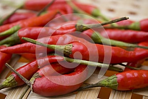 Chili peppers on basket