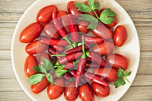 Chili peppers and cherry tomatoes