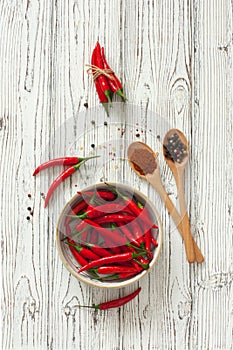 Chili peppers and assorted dry peppers