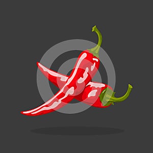 Chili peppers icon. Isolated red paprika. Cartoon mexican food. Hot spice for restaurant menu
