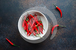 Chili peppers in a white ceramic bowl