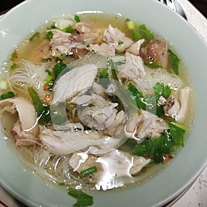 Chili pork chinese noodle clear soup