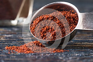 Chili Powder Spilled from a Teaspoon