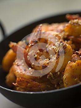 Chili and Sesame fried King Prawns