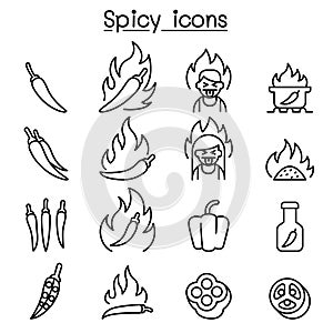 Chili & Spicy icon set in thin line style photo