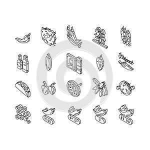 Chili Spicy Natural Vegetable isometric icons set vector