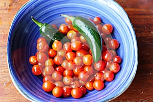 Chili and tomatoes for making Mexican sauce