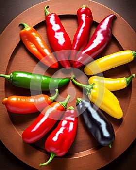 Chilis arranged on a plate