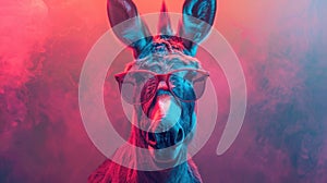 Chill Donkey in Pastel Shades: A Fun Wall Art Depicting a Laidback Animal with Cool Sunglasses against a Colorful Backdrop