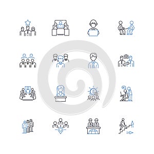Chill individuals line icons collection. Relaxed, Calm, Easygoing, Laid-back, Peaceful, Serene, Tranquil vector and photo
