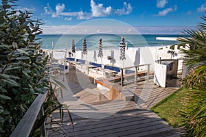 Chill out in bar on the beach, biarritz, france