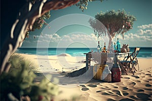 Chill out scene in the beach, landscape, generative ai