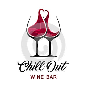 Chill out wine bar logo template. photo