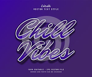 Chill Vibes Text in Blue and White with Cartoon Style