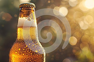 Chilled Beer Bottle Close-up