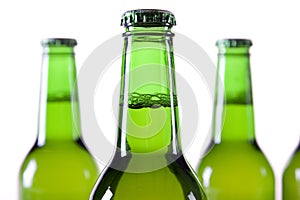 Chilled beer on white background