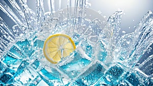 Chilled Bliss Celebrating National Lemonade Day with the Coolness of Ice.AI Generated