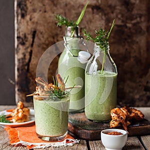 Chilled Cucumber Soup with Prawns