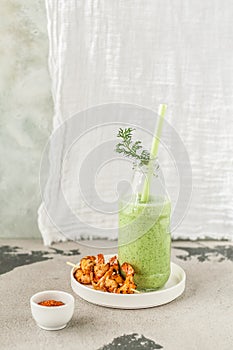 Chilled Cucumber Soup with Prawns