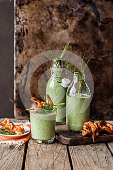Chilled Cucumber Soup with Prawns