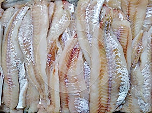 Chilled fresh pollock fish, skinless fillet