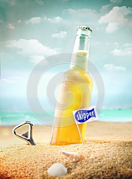 Chilled fruity soda or ale on the beach