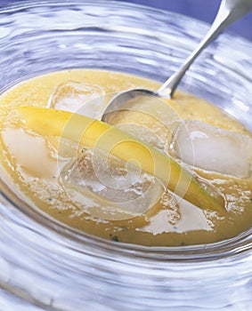 Chilled mango and melon soup