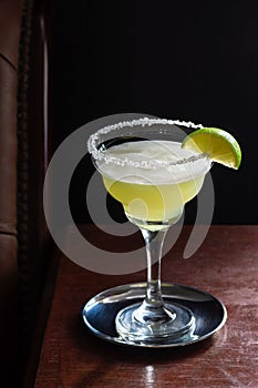 Chilled Margarita Cocktail Drink with Salted Rim