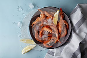 Chilled prawns for menu visuals or food blogging. Copy space photo