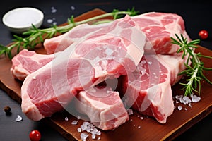 Chilled Raw pork meat. Generate Ai