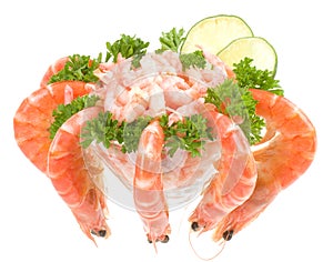 Chilled shrimp served with lime