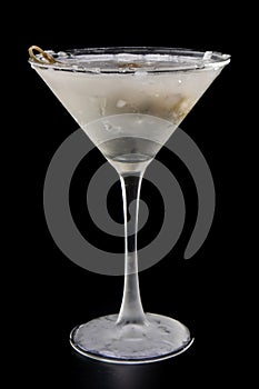 Chilled vodka martini with bleu cheese stuffed olives