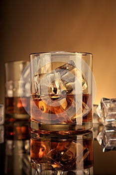 Chilled Whiskey Glasses with Ice Cubes