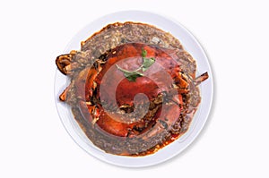 Chilli crab asia cuisine. isolated with clipping path on white b