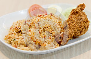 Chilli Fried Rice with fried chicken Thai style