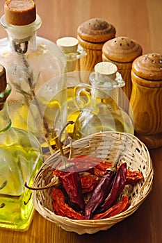 Chilli, olive oil and condiments