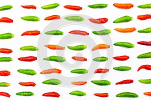 Chilli Paprika isolate on white background, Bird`s eye chilli, Thai Chilli paprika ,bird chilli pepper