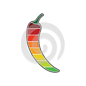 Chilli pepper hotness level vector icon isolated on white background