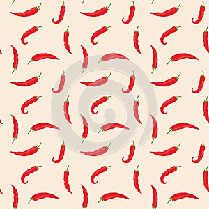 Chilli pepper seamless pattern. illustration