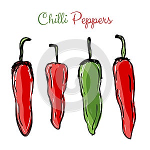 Chilli peppers red and green