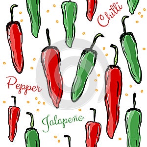Chilli peppers seamless pattern
