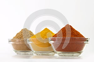 Chilli Powder, Turmeric Powder & Coriander powder in Bowl