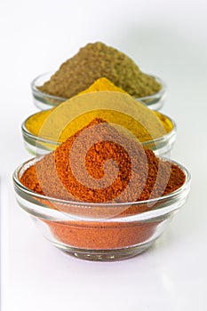 Chilli Powder, Turmeric Powder & Coriander powder in Bowl