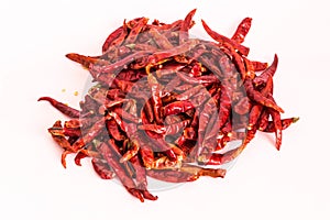Chilli red dried pepper isolated on white background
