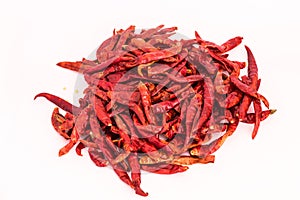 Chilli red dried pepper isolated on white background