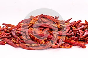 Chilli red dried pepper isolated on white background