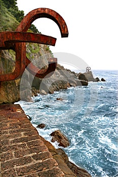 Chillida rusty steel sculpture in San Sebastian