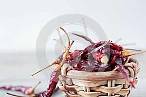 Chillies on white background.