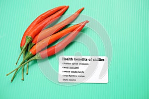 Chillies with good qualification for health. Photo for education