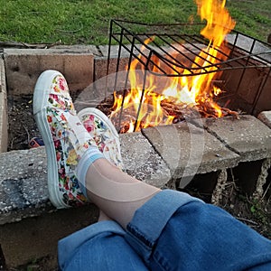 Chillin by a fire photo